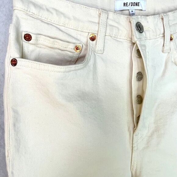 RE/DONE 70s Stove Pipe Jeans Ivory Womens Size 26 High Rise Straight Leg NEW! - Picture 4 of 15